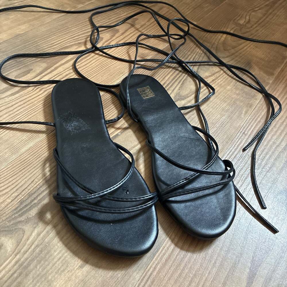 ASOS DESIGN Nero Women's Lace-Up Flat Sandals Black Size 8